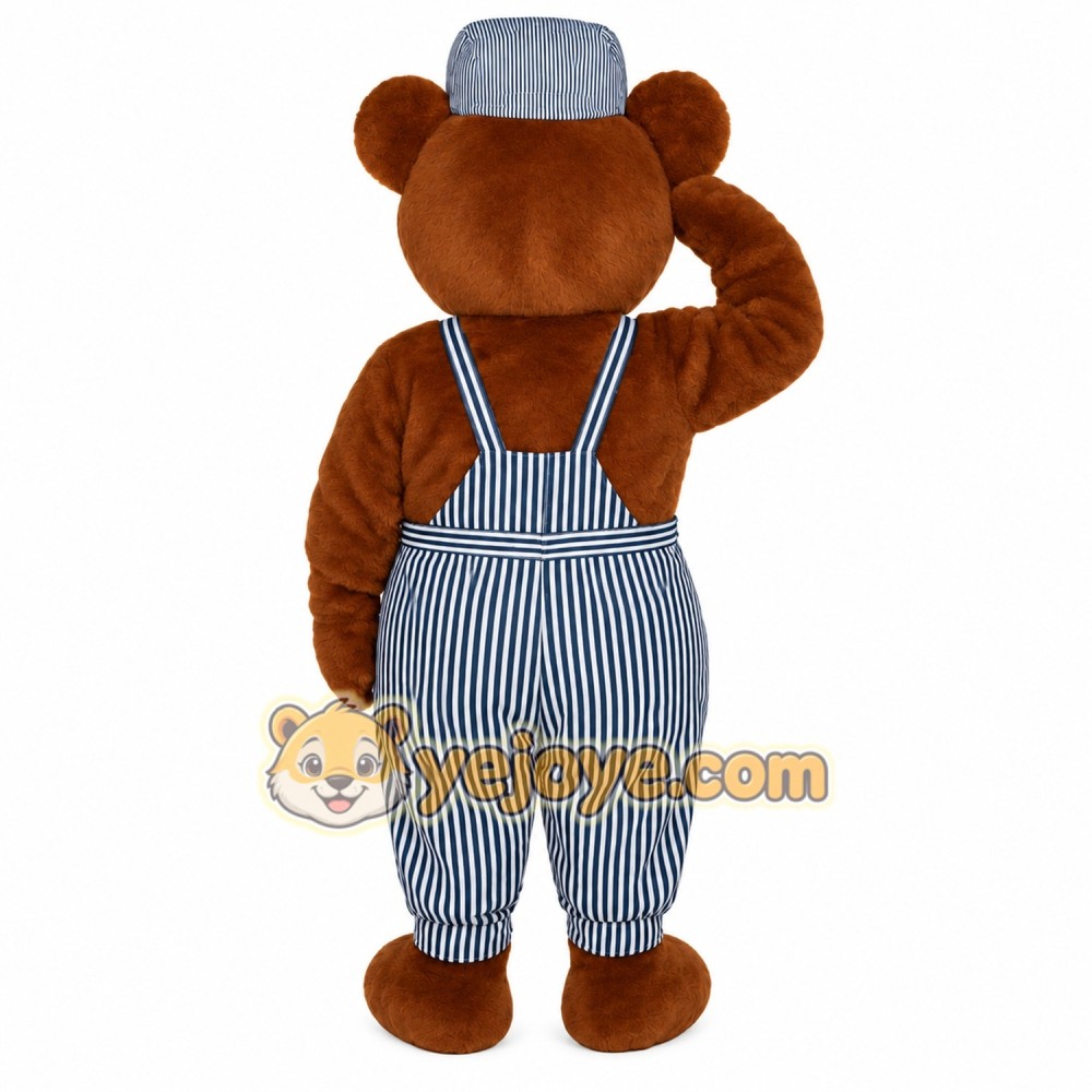 Brown White Engineer Bear Mascot Costume Brown White Engineer Bear Mascot Costume
