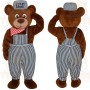 Brown White Engineer Bear Mascot Costume
