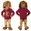 Brown Dog Maroon Sweatshirt Mascot Costume