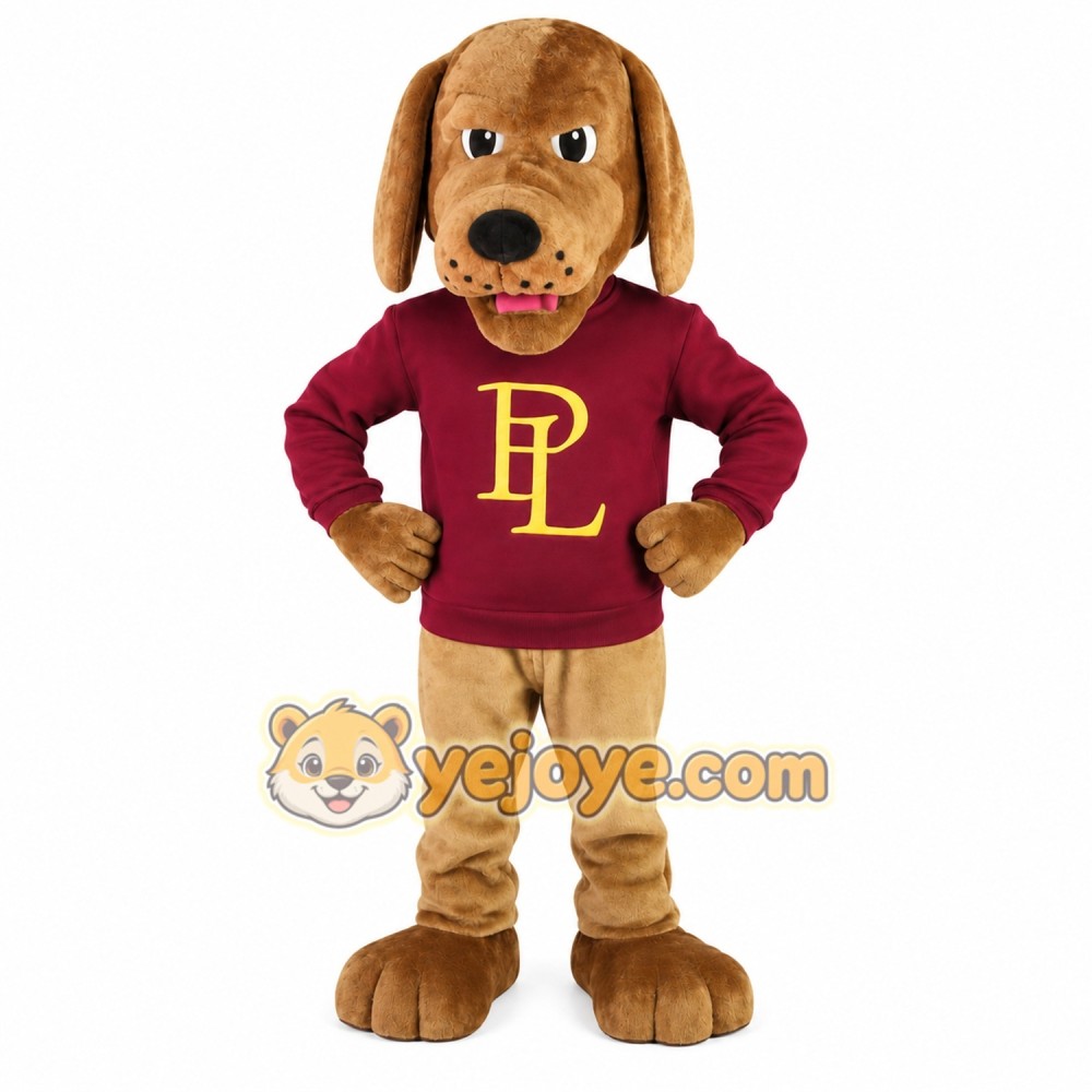 Brown Dog Maroon Sweatshirt Mascot Costume Brown Dog Maroon Sweatshirt Mascot Costume