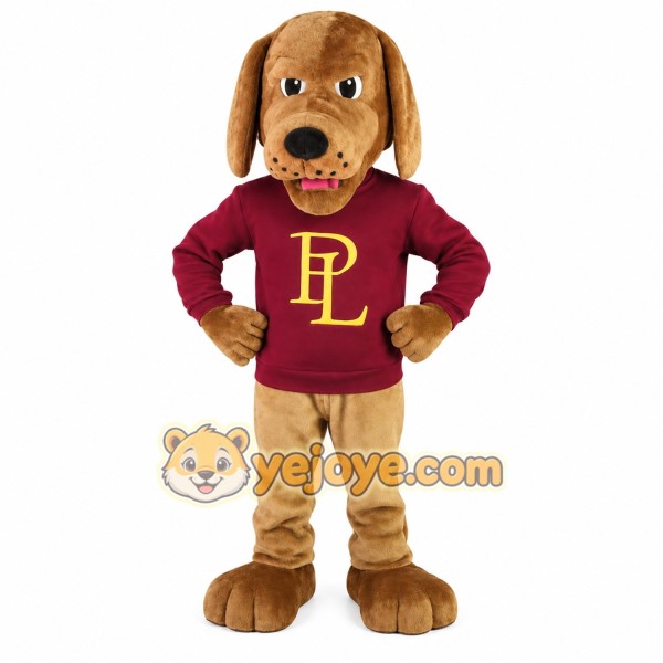 Brown Dog Maroon Sweatshirt Mascot Costume
