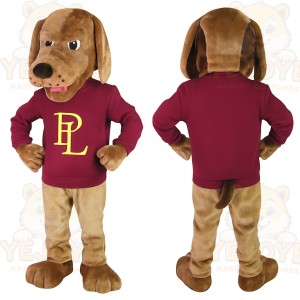 Brown Dog Maroon Sweatshirt Mascot Costume