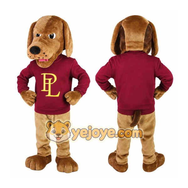 Brown Dog Maroon Sweatshirt Mascot Costume