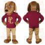 Brown Dog Maroon Sweatshirt Mascot Costume