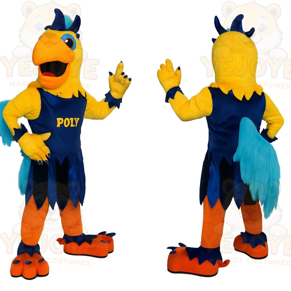 Yellow Blue Orange Bird Mascot Costume