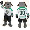 Gray Brown Green White Hockey Dog Mascot Costume