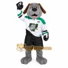 Gray Brown Green White Hockey Dog Mascot Costume Gray Brown Green White Hockey Dog Mascot Costume
