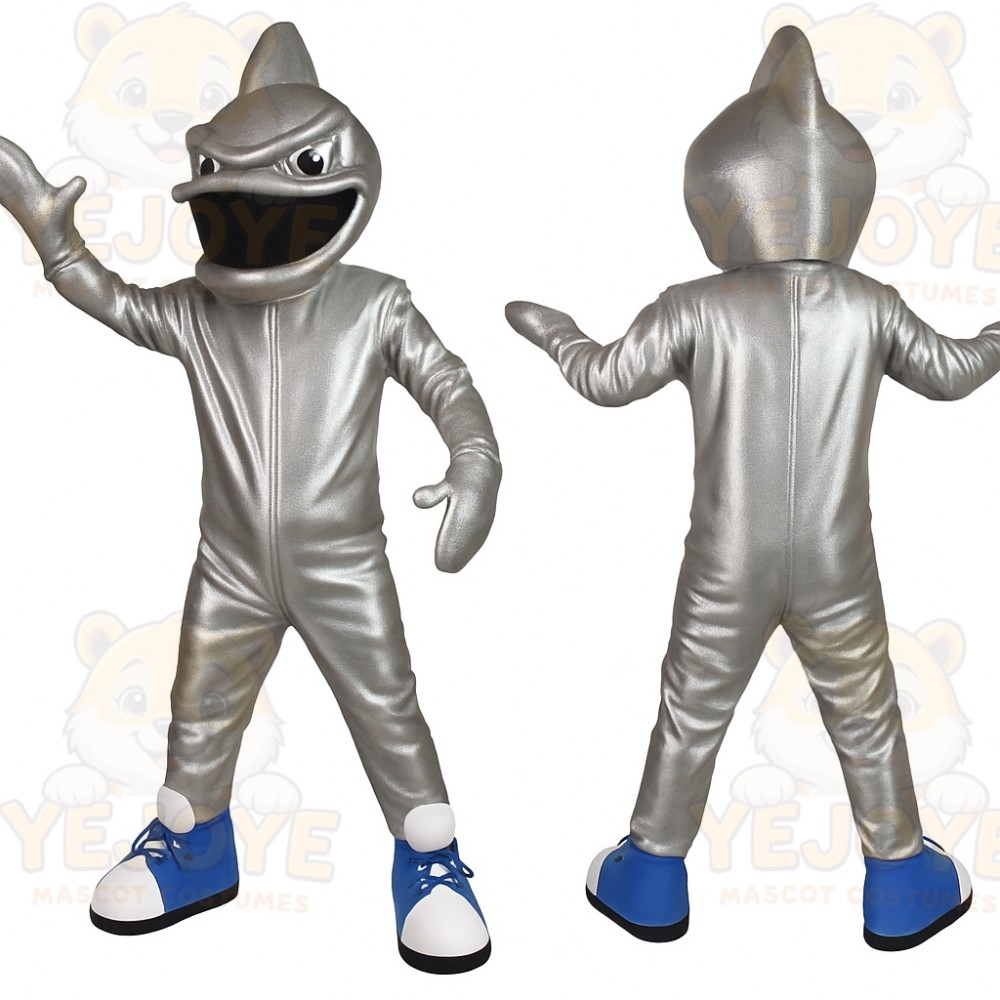 Silver Blue Shark Mascot Costume