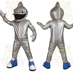 Silver Blue Shark Mascot Costume