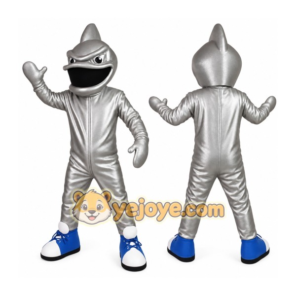 Silver Blue Shark Mascot Costume