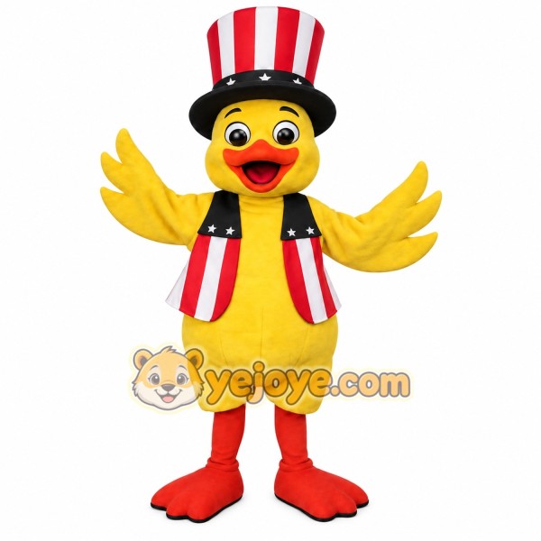 Yellow Red White Uncle Sam Duck Mascot Costume