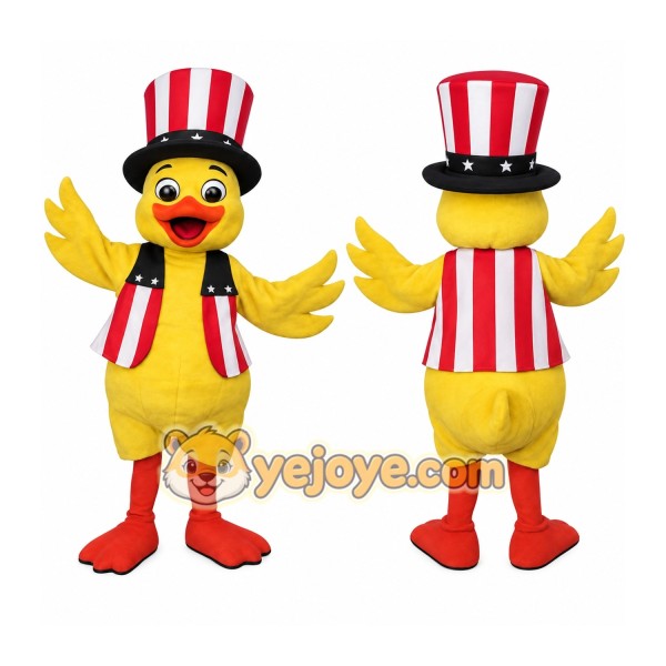 Yellow Red White Uncle Sam Duck Mascot Costume