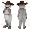 Gray Brown Cowboy Rabbit Mascot Costume