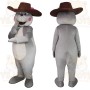 Gray Brown Cowboy Rabbit Mascot Costume