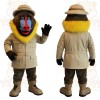 Brown Yellow Mandrill Explorer Mascot Costume