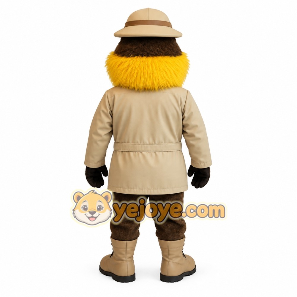 Brown Yellow Mandrill Explorer Mascot Costume Brown Yellow Mandrill Explorer Mascot Costume