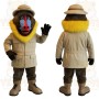 Brown Yellow Mandrill Explorer Mascot Costume