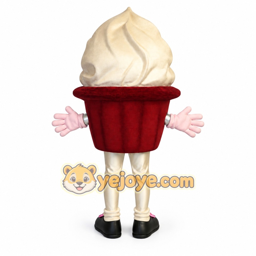 Cream Red Female Cupcake Mascot Costume Cream Red Female Cupcake Mascot Costume