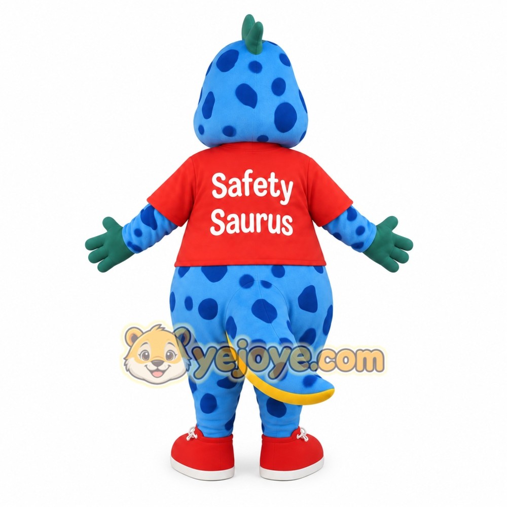 Blue Red Spotted Dinosaur Mascot Costume Blue Red Spotted Dinosaur Mascot Costume