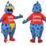 Blue Red Spotted Dinosaur Mascot Costume