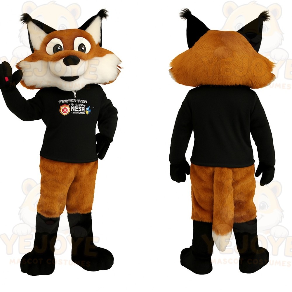 Orange White Fox With Black Shirt Mascot Costume