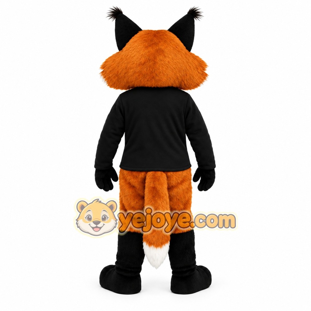 Orange White Fox With Black Shirt Mascot Costume