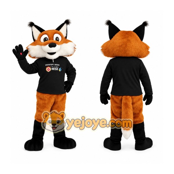 Orange White Fox With Black Shirt Mascot Costume
