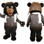Black Brown Aviator Bear Mascot Costume