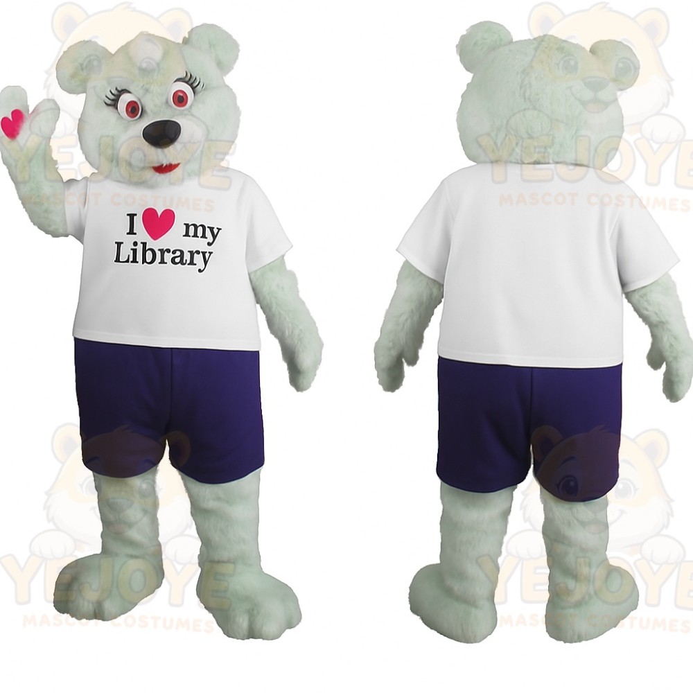 Mint Green Bear Mascot Costume