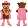 Brown Pink Superhero Bear Mascot Costume