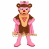Brown Pink Superhero Bear Mascot Costume Brown Pink Superhero Bear Mascot Costume