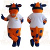 Orange Blue White Spotted Cow Mascot Costume