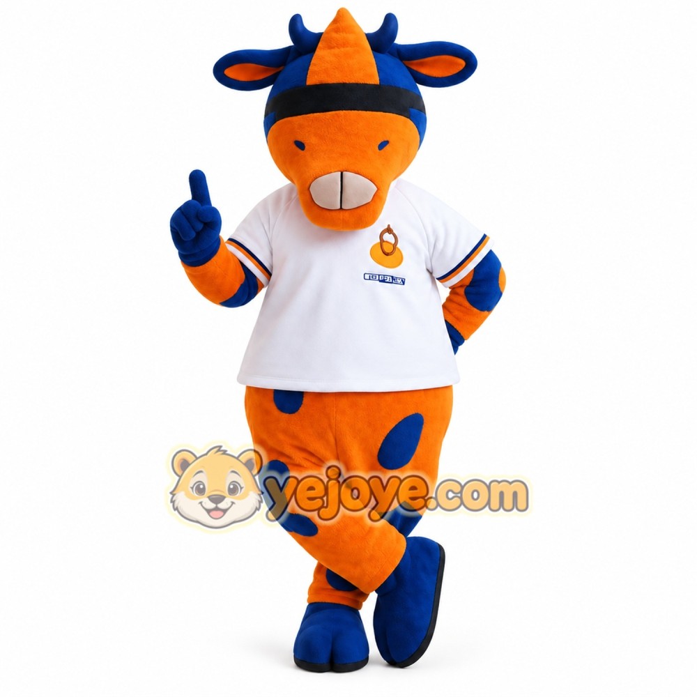 Orange Blue White Spotted Cow Mascot Costume Orange Blue White Spotted Cow Mascot Costume