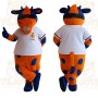 Orange Blue White Spotted Cow Mascot Costume