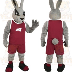 Gray Burgundy Rabbit Mascot Costume