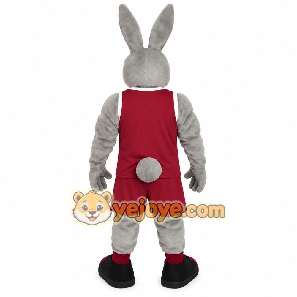 Gray Burgundy Rabbit Mascot Costume Gray Burgundy Rabbit Mascot Costume
