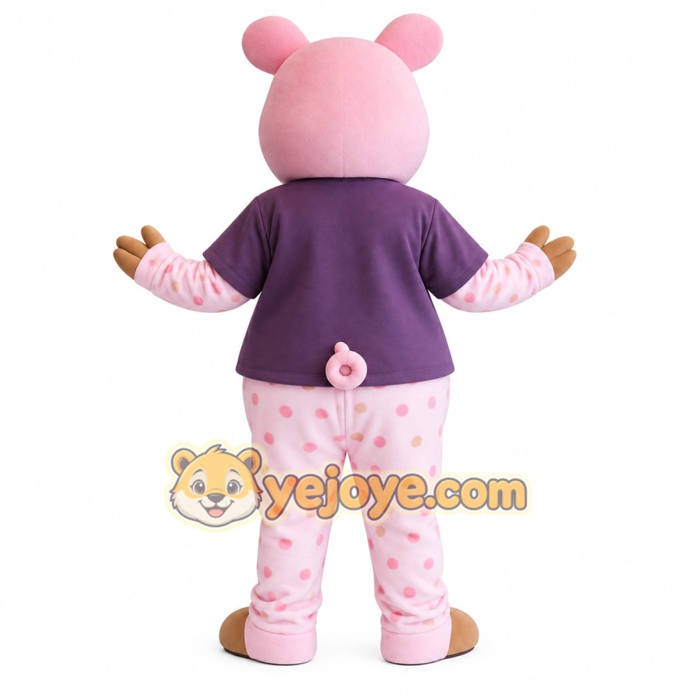 Pink Purple Polka Dot Pig Mascot Costume