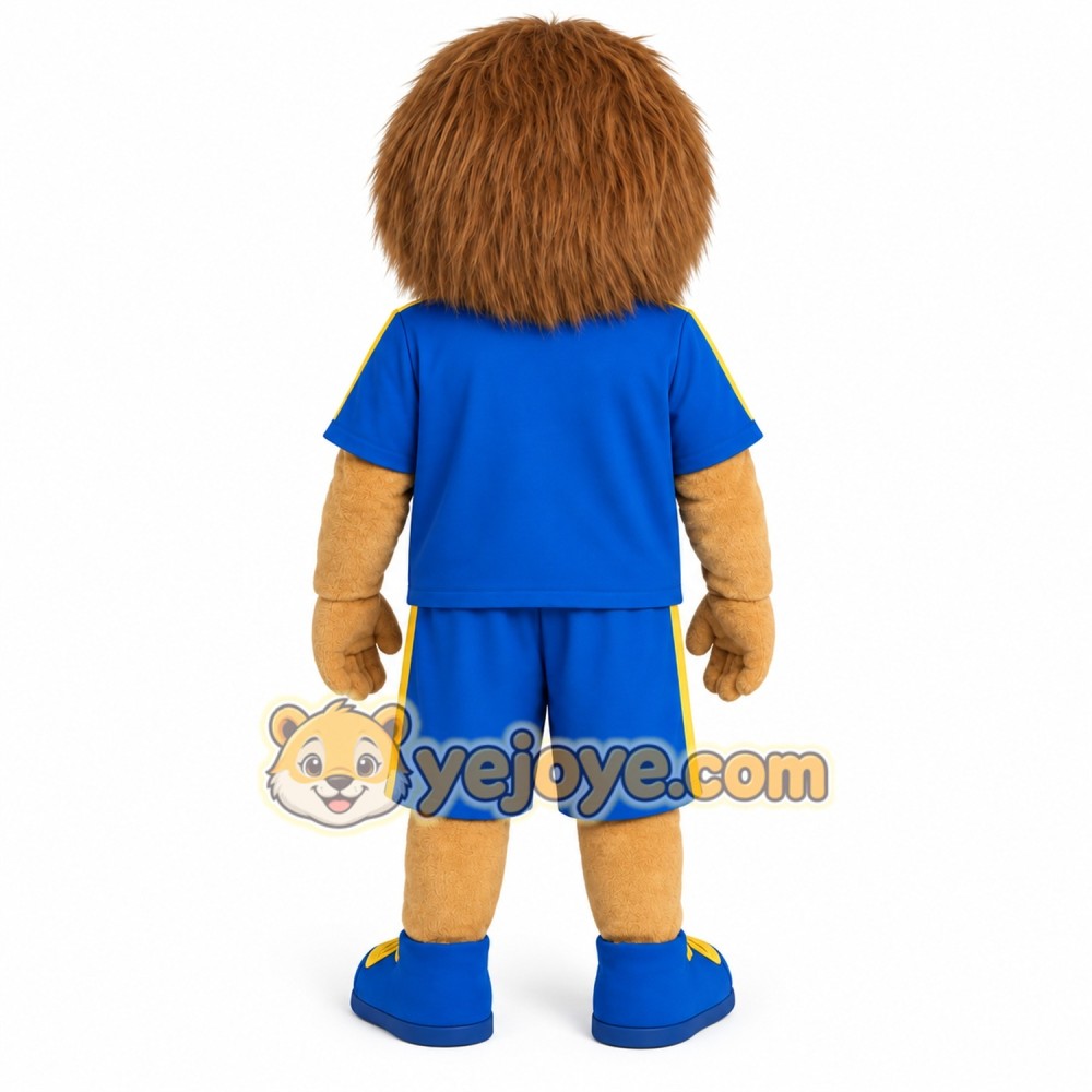Brown Blue Lion Mascot Costume