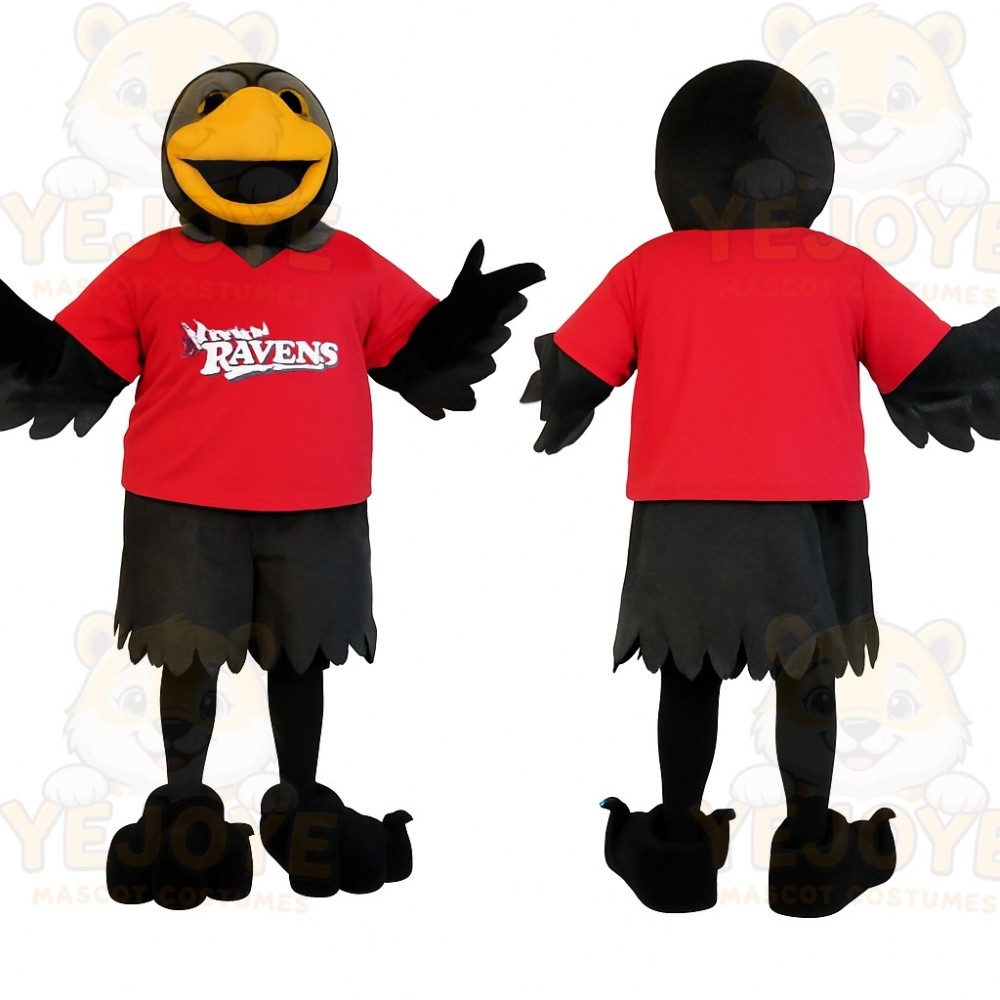 Black Yellow Red Raven Mascot Costume