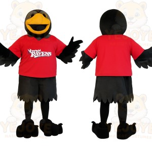 Black Yellow Red Raven Mascot Costume
