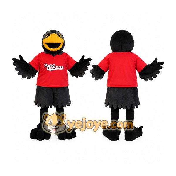 Black Yellow Red Raven Mascot Costume