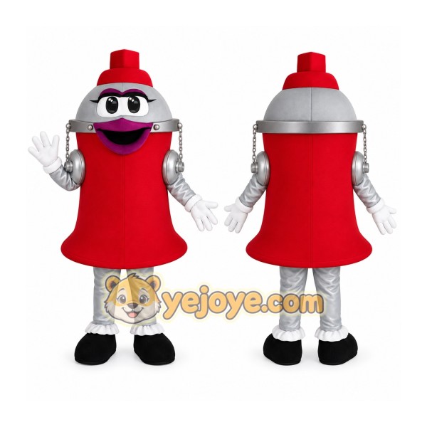 Red Silver Fire Hydrant Mascot Costume