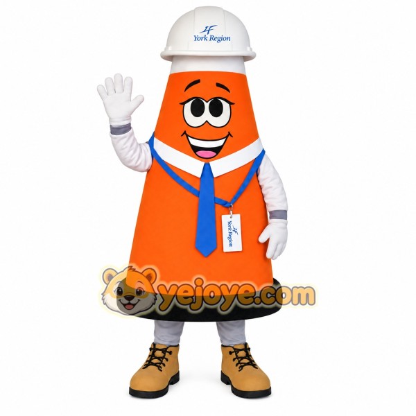 Orange White Traffic Cone Mascot Costume