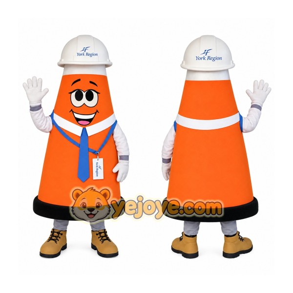Orange White Traffic Cone Mascot Costume
