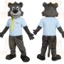 Gray Wolf With Blue Shirt Yellow Tie Mascot Costume