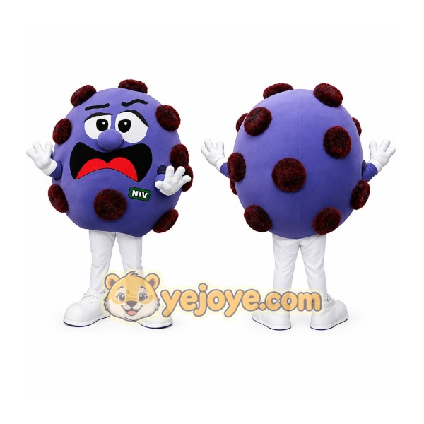 Purple Burgundy Spotted Virus Mascot Costume