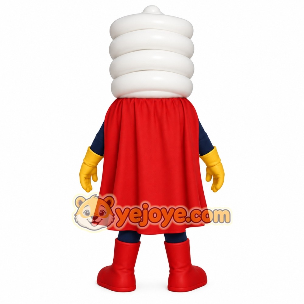 White Red Battery Superhero Mascot Costume White Red Battery Superhero Mascot Costume