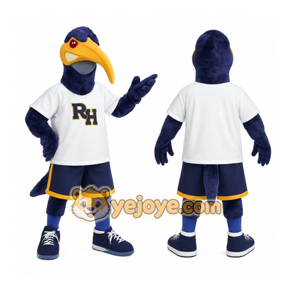 Navy Yellow White Eagle Mascot Costume