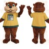 Brown Yellow Green Otter Mascot Costume