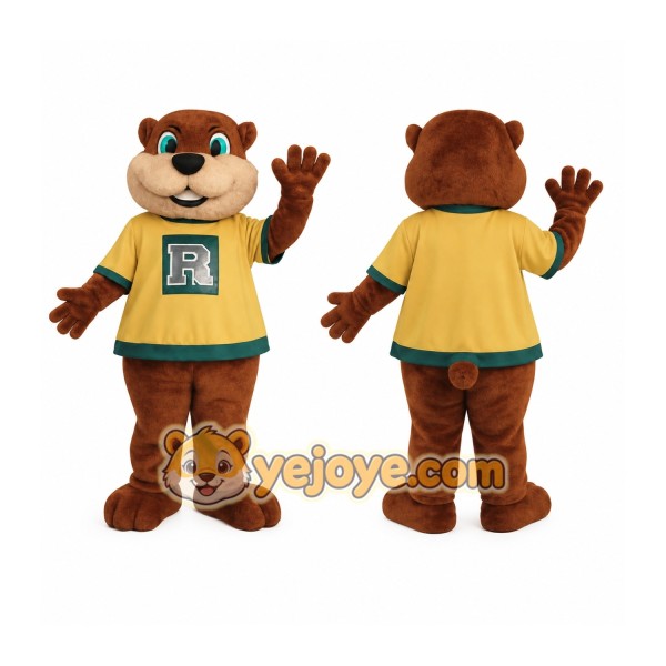 Brown Yellow Green Otter Mascot Costume